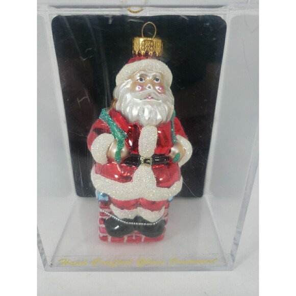 Vintage Glass Santa Ornament 2003 Unique Treasure Hand Made Transparent Box - Picture 1 of 15